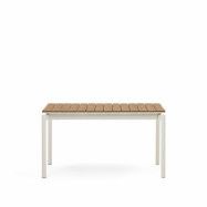 LAFORMA Canyelle trädgårdsbord, med tilläggsplatta - brun polywood och matt vit aluminium 140(200)x90)