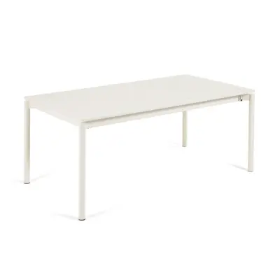 LAFORMA Zaltana trädgårdsbord, med extra tallrik - vit aluminium