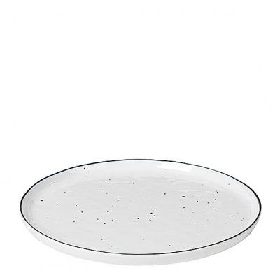 Tallrik Salt med prickar Ø22 cm, Vit m svart rand