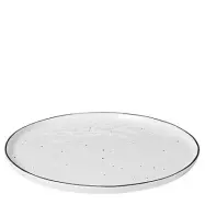 Tallrik Salt med prickar Ø28 cm, Vit m svart rand