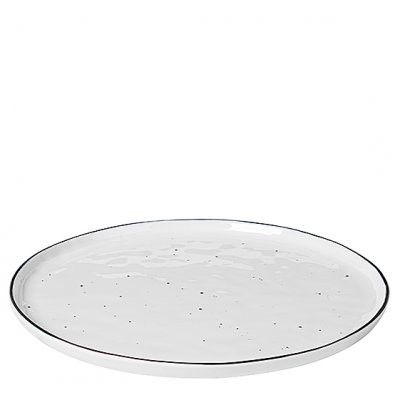 Tallrik Salt med prickar Ø28 cm, Vit m svart rand