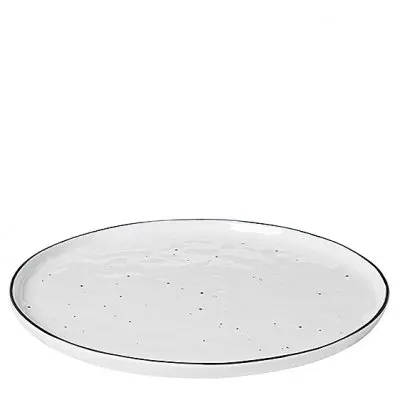Tallrik Salt med prickar Ø28 cm, Vit m svart rand
