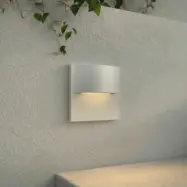Alune LED-vägginbyggnadslampa, böjd, vit, IP65 8 x 8 cm - Lindby - Modern - Aluminium - Vinklad