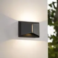 Anlira LED-utomhusvägglampa, uppåt och nedåt, IP65, svart – Lindby - Terrass - Modern - Metall - Vinklad