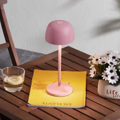 Arietty Portable Bordslampa Pink- Lindby - Vardagsrum - Modern - Aluminium - Med lampskärm