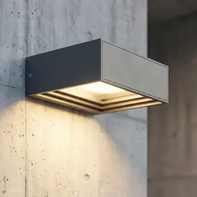 Ashkan LED-vägglampa, antracit, IP65 Lucande - Modern - Metall - Vinklad