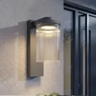 Beelia LED-utomhusvägglampa, IP65, glas, aluminium, antracit - Lucande - Terrass - Modern - Med en ljuskälla