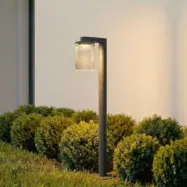 Beelia LED-väglampa, IP65, glas, aluminium, antracit, 90 cm - Lucande - Terrass - Modern - Med en ljuskälla