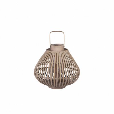 BROSTE Sahara S lykta, rund - glas och naturlig bambu