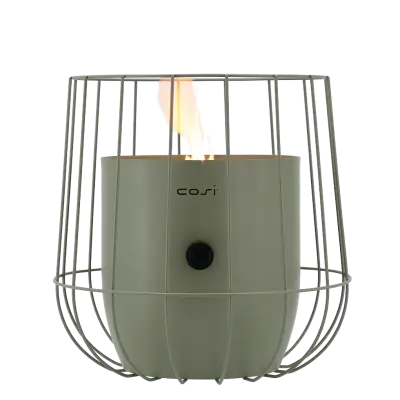 COSI FIRES Cosiscoop Basket gaslykta, m. småsten - olivgrön metall (H:31)
