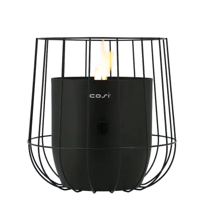 COSI FIRES Cosiscoop Basket gaslykta, m. småsten - svart metall (H:31)