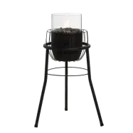 COSI FIRES Cosiscoop Basket hög gaslykta, med glas, småsten och stativ - svart metall (H:73,5)