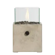 COSI FIRES Cosiscoop Cement fyrkantig gaslykta, med glas och småsten - betong (H:30)