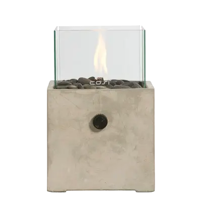 COSI FIRES Cosiscoop Cement fyrkantig gaslykta, med glas och småsten - betong (H:30)