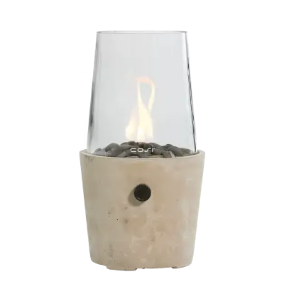 COSI FIRES Cosiscoop Cement rund gaslykta, med glas och småsten - betong (H:39)