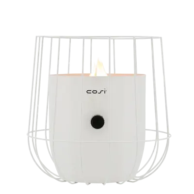 COSI FIRES Cosiscoop Korg gaslykta, m. småsten - vit metall (H:31)