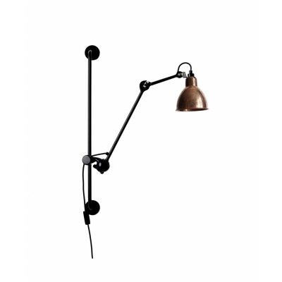 Lampe Gras - 210 Vägglampa Svart/Raw Koppar/Vit