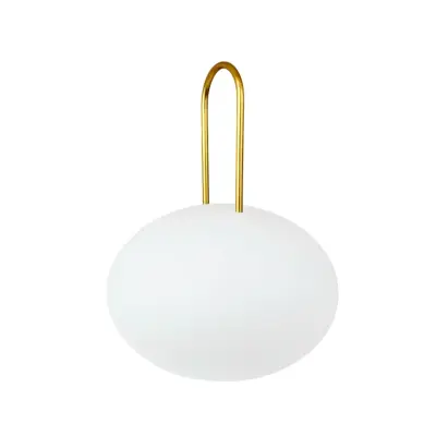 Dyberg Larsen - LED-batterilykta Ellipse, vit/mässing, IP44