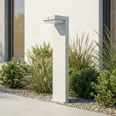 Eleazar LED-sockellampa, vit, aluminium, sensor Lindby - Terrass