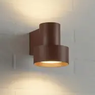Elune LED-utomhusvägglampa, brun, IP44, upp/ned - Lucande - Modern - Aluminium - Med en ljuskälla