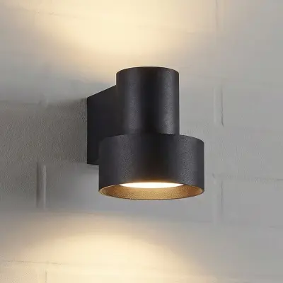 Elune LED-utomhusvägglampa, matt svart, upp/ned Lucande - Modern - Aluminium - Med en ljuskälla
