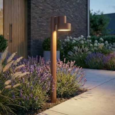 Elune LED-väglampa, brun, IP44, höjd 77 cm – Lucande - Modern - Aluminium - Med en ljuskälla