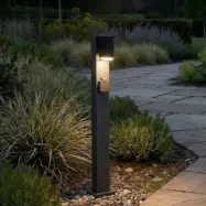 Enerio väglampa, höjd 80 cm, GU10, svart, eluttag, aluminium – Lindby - Modern - Med en ljuskälla
