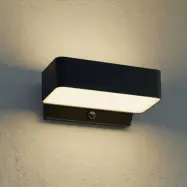 Fando LED-utomhusvägglampa, antracit, 22,5 cm, sensor, IP44 – Lindby - Aluminium - Vinklad
