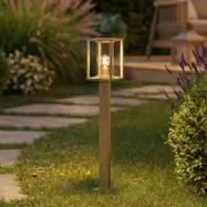 Ferda väglampa, IP44, E27, 100 cm, brun, glas - Lucande - Terrass - Modern - Aluminium - Med en ljuskälla