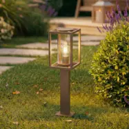 Ferda väglampa, IP44, E27, 60 cm, brun, glas - Lucande - Terrass - Modern - Aluminium - Med en ljuskälla