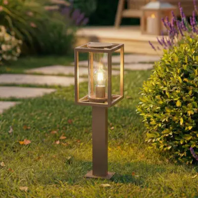 Ferda väglampa, IP44, E27, 60 cm, brun, glas Lucande - Terrass - Modern - Aluminium - Med en ljuskälla