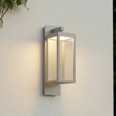 Ferdinand LED-utomhusvägglampa, stengrå, IP54 – Lucande - Modern - Aluminium - Vinklad