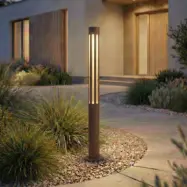 Fjorya LED-väglampa, brun, höjd 60 cm, IP65 - Lindby - Terrass - Modern - Aluminium - Med en ljuskälla