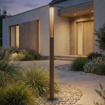 Fjorya LED-väglampa, brun, höjd 90 cm, IP65 Lindby - Terrass - Modern - Aluminium - Med en ljuskälla