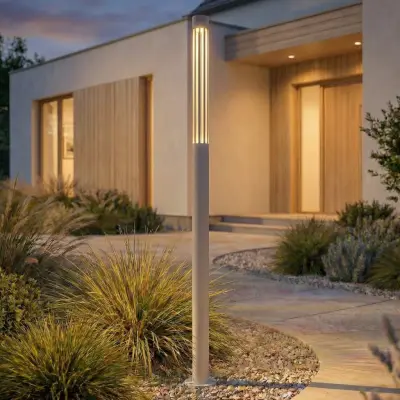 Fjorya LED-väglampa, stengrå, höjd 90 cm, IP65 Lindby - Terrass - Modern - Aluminium - Med en ljuskälla