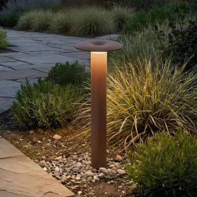 Haloa LED-väglampa, höjd 50, IP54, brun, aluminium Lucande - Terrass - Modern - Rund