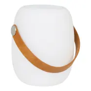 HOUSE NORDIC Cardiff LED-utomhusbordslampa, läderrem, Bluetooth-högtalare, laddningsbar - vit PE