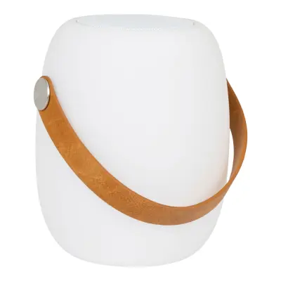 HOUSE NORDIC Cardiff LED-utomhusbordslampa, läderrem, Bluetooth-högtalare, laddningsbar - vit PE