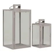 HOUSE NORDIC Corfu-lykta, med handtag, fyrkantig - glas och gr&aring;beige st&aring;l