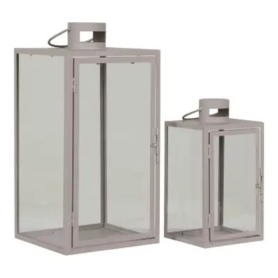 HOUSE NORDIC Corfu-lykta, med handtag, fyrkantig - glas och gråbeige stål