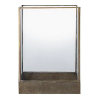 HOUSE NORDIC Manali-lykta - glas och metall med antik mässingsliknande effekt