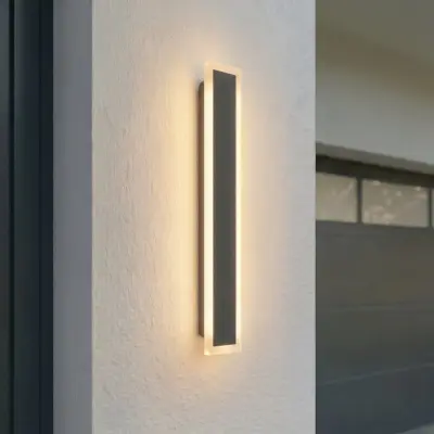 Ilora LED-utomhusvägglampa, CCT, IP65, svart, höjd 60 cm, metall – Lucande - Modern - Rostfritt stål - Med en ljuskälla