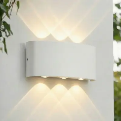 Ithan LED-utomhusvägglampa, vit, 3 lampor, 17 cm Lindby - Terrass - Modern - Aluminium - Vinklad
