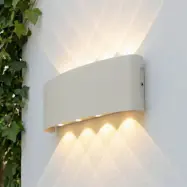 Ithan LED-utomhusvägglampa, vit, 5 lampor, 27 cm - Lindby - Terrass - Modern - Aluminium - Vinklad