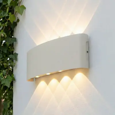Ithan LED-utomhusvägglampa, vit, 5 lampor, 27 cm Lindby - Terrass - Modern - Aluminium - Vinklad
