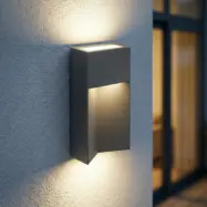 Kaholo LED-utomhusvägglampa, CCT, svart, kantig – Lucande - Modern - Aluminium - Vinklad