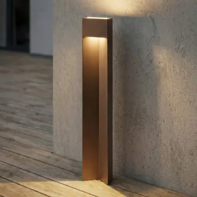 Kaholo LED-väglampa, aluminium, IP44, brun, 90 cm – Lucande - Modern - Vinklad