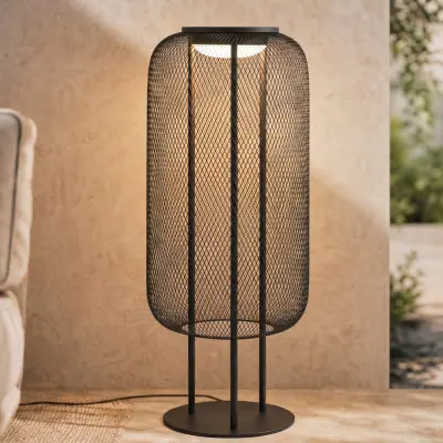 Korvyn LED-golvlampa, svart, höjd 80 cm, IP44 – Lucande - Design - Metall - Med en ljuskälla