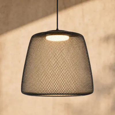 Korvyn LED-utomhushänglampa, svart, Ø 50 cm, stegvis dimbar – Lucande - Design - Metall - Med en ljuskälla