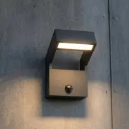 Kovato LED-utomhusvägglampa, med sensor, mörkgrå, IP65 – Arcchio - Modern - Metall - Vinklad